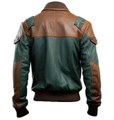 Men’s Shirt-Collar Bomber Brown Sheepskin Leather Jacket